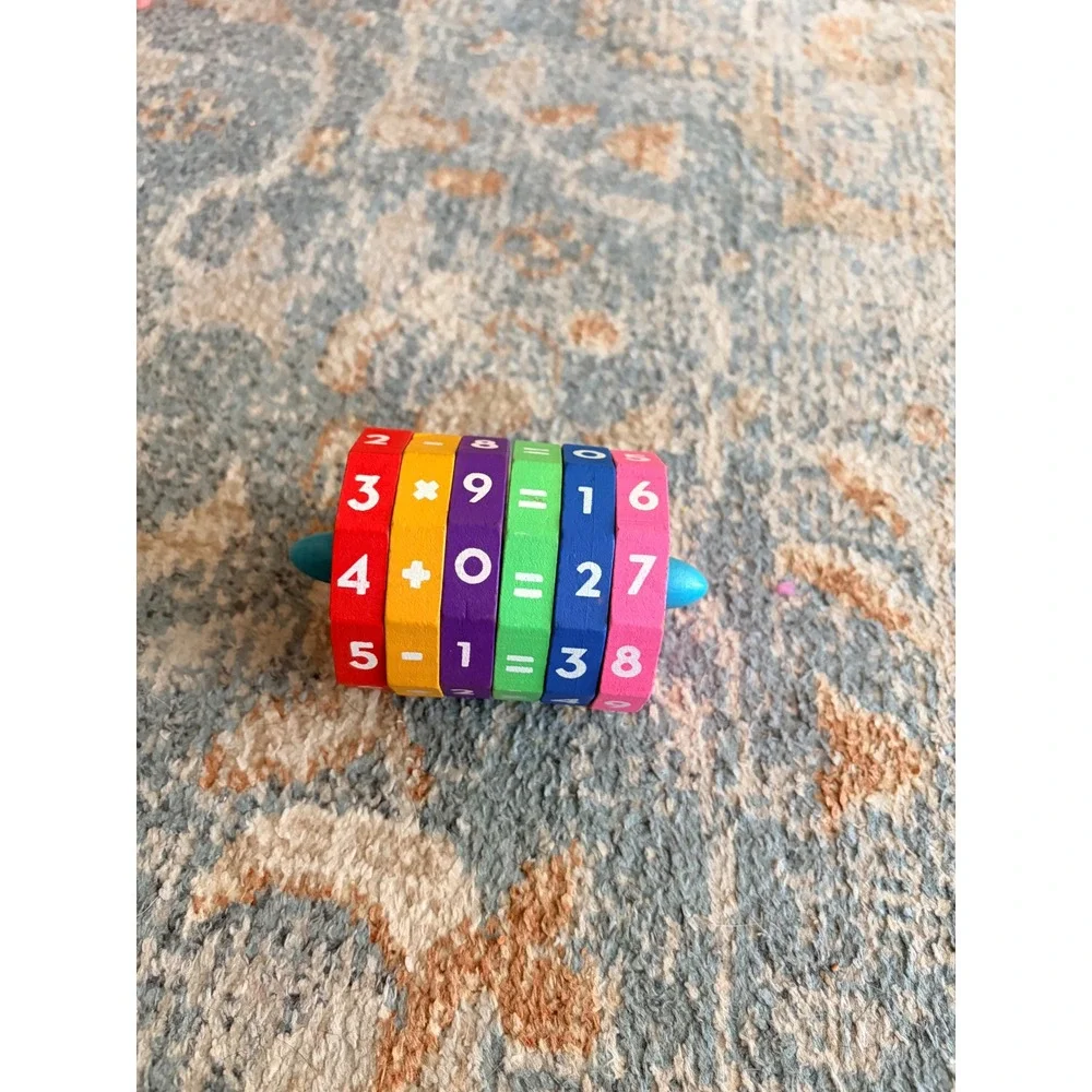 Arithmetic Mathmatical Calculator Wooden Cylinder Learning Toy